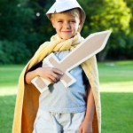 Boy with cardboard sword