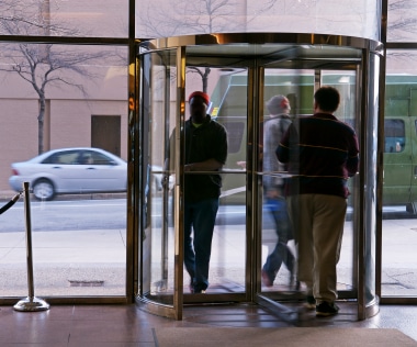 escalator and revolving door